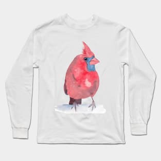 Northem cardinal red watercolor bird Long Sleeve T-Shirt